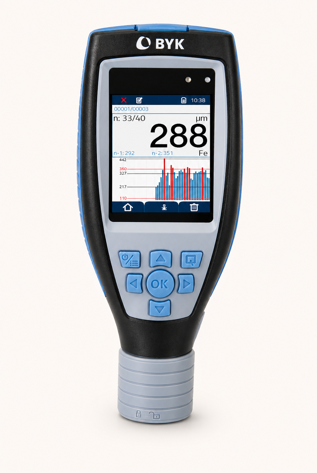 BYK dry film thickness gauge — probe view