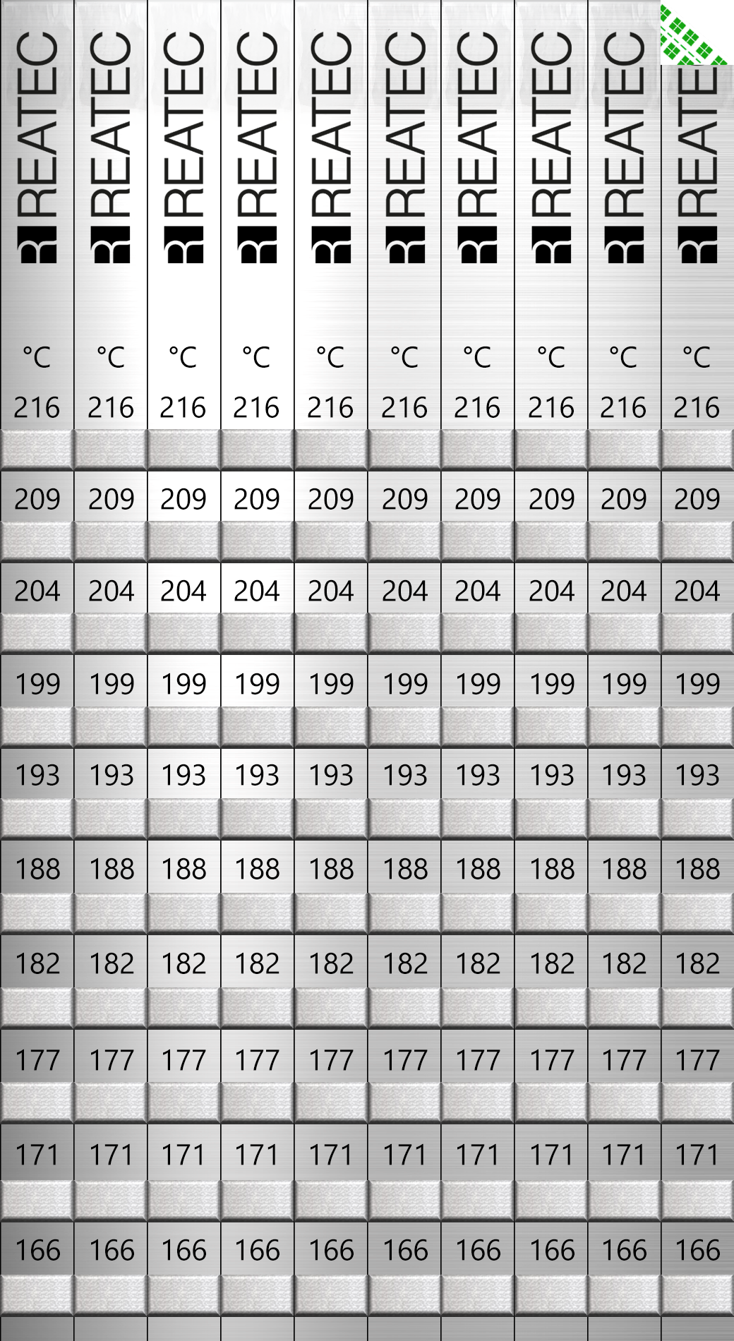 reaStripe 10 professional temperature indicator, 166–216°C