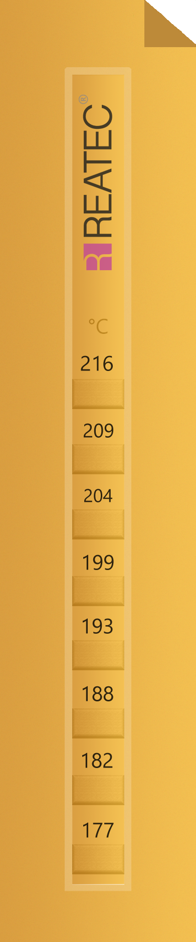 reaStripe 8 protected temperature indicator, 177–216°C